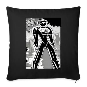 Roboter Comic Zukunft Cyborg Maschine Technik - Sofakissenbezug 45 x 45 cm - Schwarz - Vorne