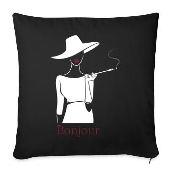 bonjour Tshirt - Salut Französisch Tshirt - Sofakissenbezug 45 x 45 cm - Schwarz - Vorne