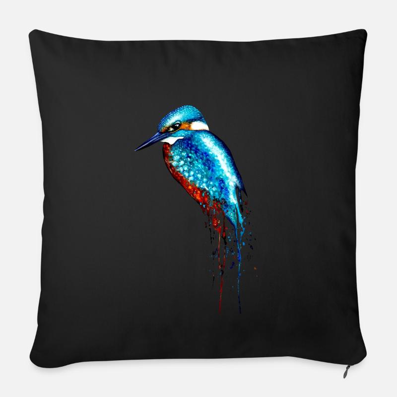Aquarell Eisvogel - Sofakissenbezug 45 x 45 cm - Schwarz