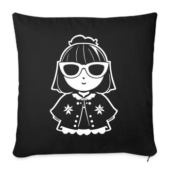 Mignon Anime Girl Gothique Manga Lunettes de soleil de conte de fées - Housse de coussin décorative 45 x 45 cm - noir - Devant