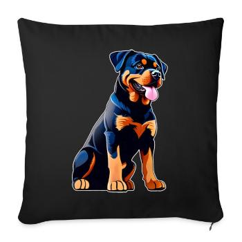 Cute Rottweiler in comic style - Sofa pillowcase 17,3'' x 17,3'' (45 x 45 cm) - black - Front