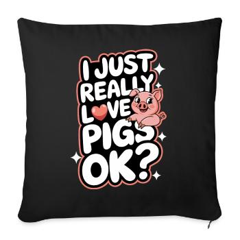 Animal cochon - Housse de coussin décorative 45 x 45 cm - noir - Devant