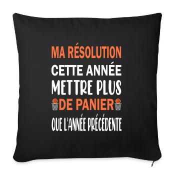 Ma résolution cette année mettre plus de panier - Housse de coussin décorative 45 x 45 cm - noir - Devant