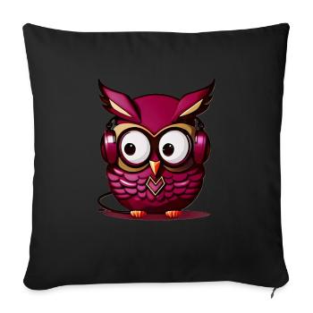 Owl Dark Purple Headphones - Sofa pillowcase 17,3'' x 17,3'' (45 x 45 cm) - black - Front