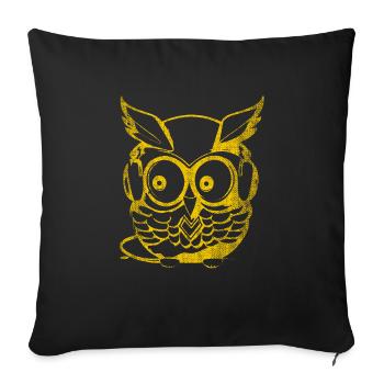 Casque jaune hibou - Housse de coussin décorative 45 x 45 cm - noir - Devant