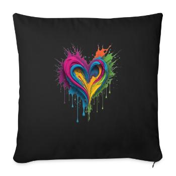 Cœur de peinture liquide - Housse de coussin décorative 45 x 45 cm - noir - Devant