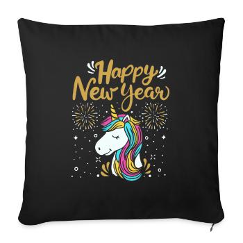 Happy New Year Unicorn And Fireworks Lover Gift - Sofa pillowcase 17,3'' x 17,3'' (45 x 45 cm) - black - Front