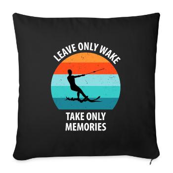 Water skis, water skis, water skiers - Sofa pillowcase 17,3'' x 17,3'' (45 x 45 cm) - black - Front
