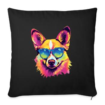 Corgi dog wearing sun glasses - Sofa pillowcase 17,3'' x 17,3'' (45 x 45 cm) - black - Front