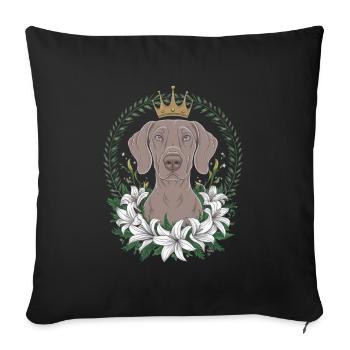 Weimaraner dog with crown and beautiful lilies - Sofa pillowcase 17,3'' x 17,3'' (45 x 45 cm) - black - Front