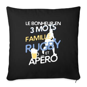 Rugby, family and aperitif - Sofa pillowcase 17,3'' x 17,3'' (45 x 45 cm) - black - Front