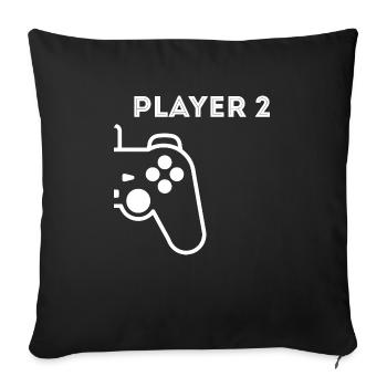 Player 2 Jeu Jeu de jeu Gamer Nerd cadeau - Housse de coussin décorative 45 x 45 cm - noir - Devant
