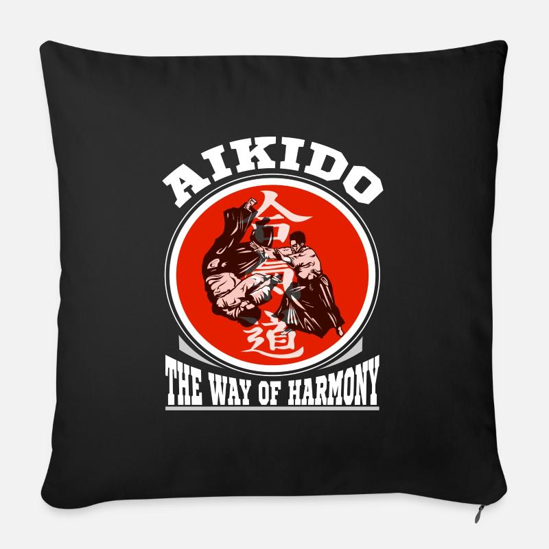 Aikido Kampfkunst - der Weg der Harmonie T-Shirt - Sofakissenbezug 45 x 45 cm - Schwarz