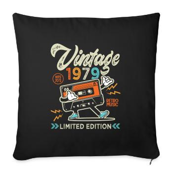 1979 Anniversaire retro music Chemise De 1979 - Housse de coussin décorative 45 x 45 cm - noir - Devant
