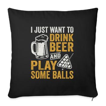 Billard Joueur de billard Buvez de la bière - Housse de coussin décorative 45 x 45 cm - noir - Devant