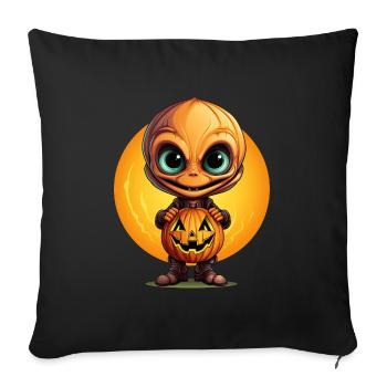 Halloween Alien - Orange Alien - Sofa pillowcase 17,3'' x 17,3'' (45 x 45 cm) - black - Front