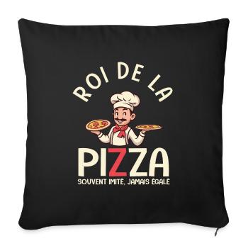 Pizzaiolo roi de la pizza cadreau drole - Housse de coussin décorative 45 x 45 cm - noir - Devant