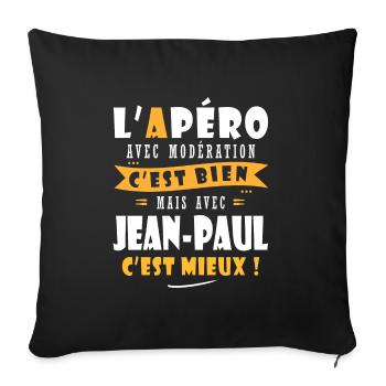 jean paul Apero T shirt Humour Jean Paul - Housse de coussin décorative 45 x 45 cm - noir - Devant