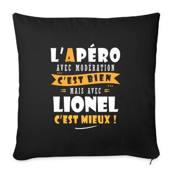 Humour Lionel Apero T shirt Humour Drôles lionel - Housse de coussin décorative 45 x 45 cm - noir - Devant