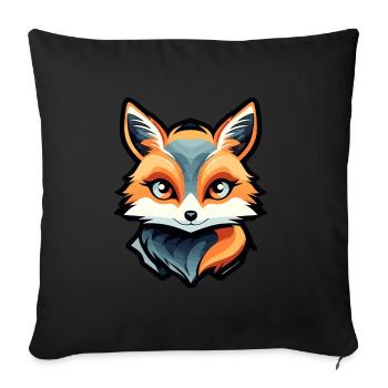 Dessin de renard - Housse de coussin décorative 45 x 45 cm - noir - Devant