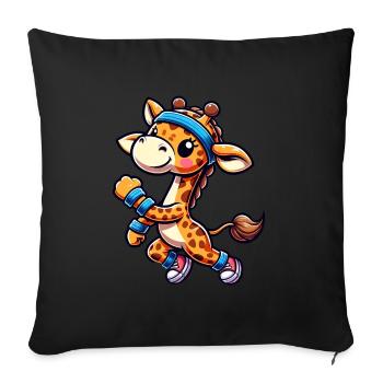 Jogging Giraffe Fitness Cartoon - Sofa pillowcase 17,3'' x 17,3'' (45 x 45 cm) - black - Front