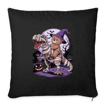 Teddy bear riding a dinosaur on Halloween - Sofa pillowcase 17,3'' x 17,3'' (45 x 45 cm) - black - Front