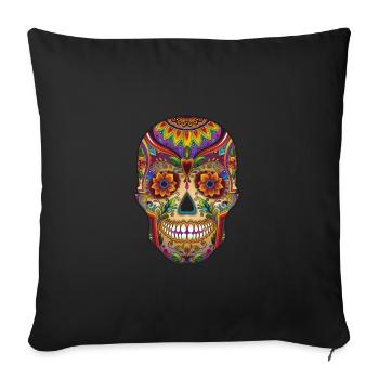 Crâne avec visage coloré - Housse de coussin décorative 45 x 45 cm - noir - Devant