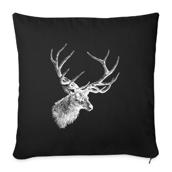 Cerf d’orignal Bois de cerf tête de cerf chasseur - Housse de coussin décorative 45 x 45 cm - noir - Devant