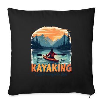 Kayaking Kanufahren Kajak Berg Mit See - Sofakissenbezug 45 x 45 cm - Schwarz - Vorne