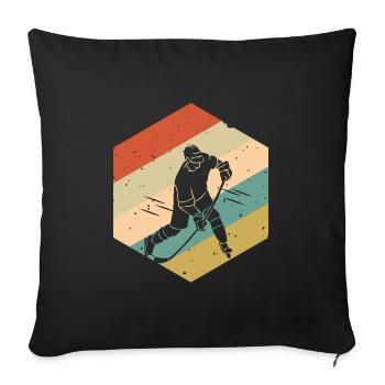 Retro Vintage Hockey sur glace Hommes Garçons - Housse de coussin décorative 45 x 45 cm - noir - Devant