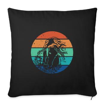 Retro Vintage Pferde Design mit Blumen - Sofakissenbezug 45 x 45 cm - Schwarz - Vorne