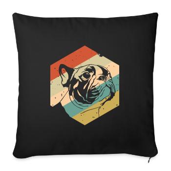 Retro Vintage Mops - Sofakissenbezug 45 x 45 cm - Schwarz - Vorne