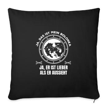 Bolonka ist lieber als er aussieht - Sofakissenbezug 45 x 45 cm - Schwarz - Vorne