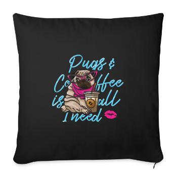 Funny pug dog head dog - Sofa pillowcase 17,3'' x 17,3'' (45 x 45 cm) - black - Front