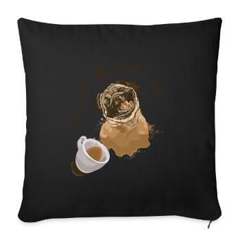 Funny pug dog head dog - Sofa pillowcase 17,3'' x 17,3'' (45 x 45 cm) - black - Front