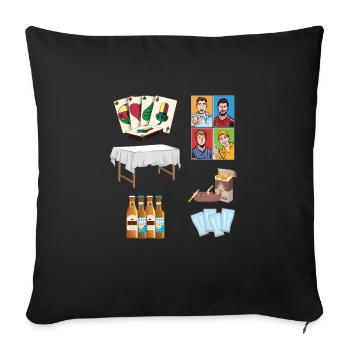 Alles rund um Schafkopf - Sofakissenbezug 45 x 45 cm - Schwarz - Vorne