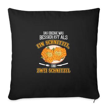 Zwei Schnitzel sind besser als ein Schnitzel - Sofakissenbezug 45 x 45 cm - Schwarz - Vorne