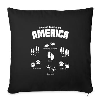 Animal Tracks America Footprints - Sofa pillowcase 17,3'' x 17,3'' (45 x 45 cm) - black - Front