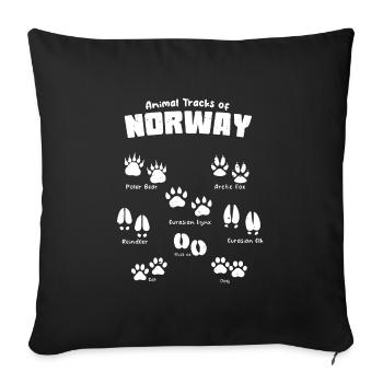Animal Tracks Norway Footprints - Sofa pillowcase 17,3'' x 17,3'' (45 x 45 cm) - black - Front