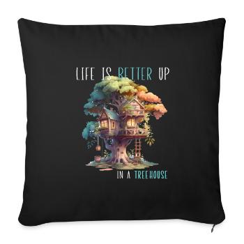 Treehouse builder - play house - Sofa pillowcase 17,3'' x 17,3'' (45 x 45 cm) - black - Front