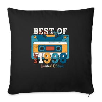 25th Birthday Man Cassette May Vintage 1998 - Sofa pillowcase 17,3'' x 17,3'' (45 x 45 cm) - black - Front