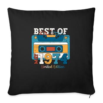 49th Birthday Man Cassette May Year 1974 - Sofa pillowcase 17,3'' x 17,3'' (45 x 45 cm) - black - Front