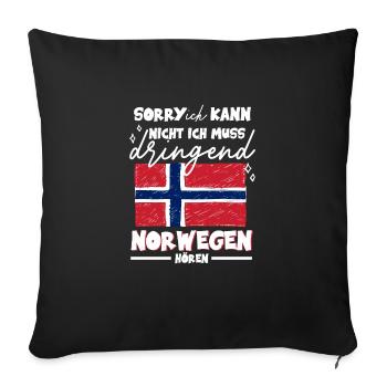 Muss dringend nach Norwegen Flagge Urlaub Geschenk - Sofakissenbezug 45 x 45 cm - Schwarz - Vorne