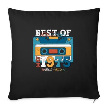 48 Birthday Man Cassette May Vintage 1975 - Sofa pillowcase 17,3'' x 17,3'' (45 x 45 cm) - black - Front