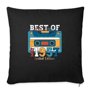 66 Birthday Man Cassette May Year 1957 - Sofa pillowcase 17,3'' x 17,3'' (45 x 45 cm) - black - Front