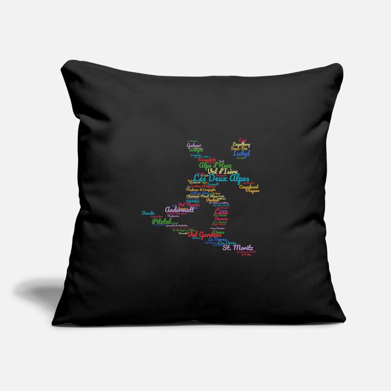 Stations de ski Alpes, nuage de mots, snowboard Housse de coussin décorative 45 x 45 cm
