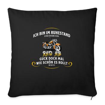Rentner Shirt Motorradfahrer Biker Ruhestand - Sofakissenbezug 45 x 45 cm - Schwarz - Vorne