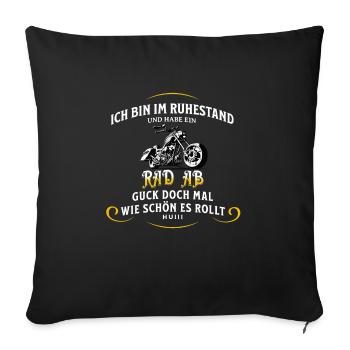 Rentner Motorrad Biker Spruch Ruhestand - Sofakissenbezug 45 x 45 cm - Schwarz - Vorne