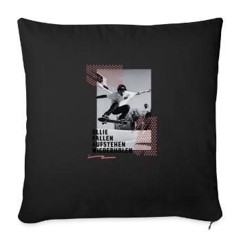 Skateboard Ollie Skater Geschenkidee Herren - Sofakissenbezug 45 x 45 cm - Schwarz - Vorne