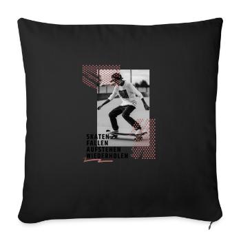 Jungen Skateboard Skater Geschenkidee - Sofakissenbezug 45 x 45 cm - Schwarz - Vorne